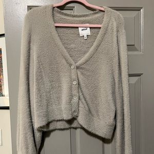 Fuzzy Taupe Cardigan from Aerie